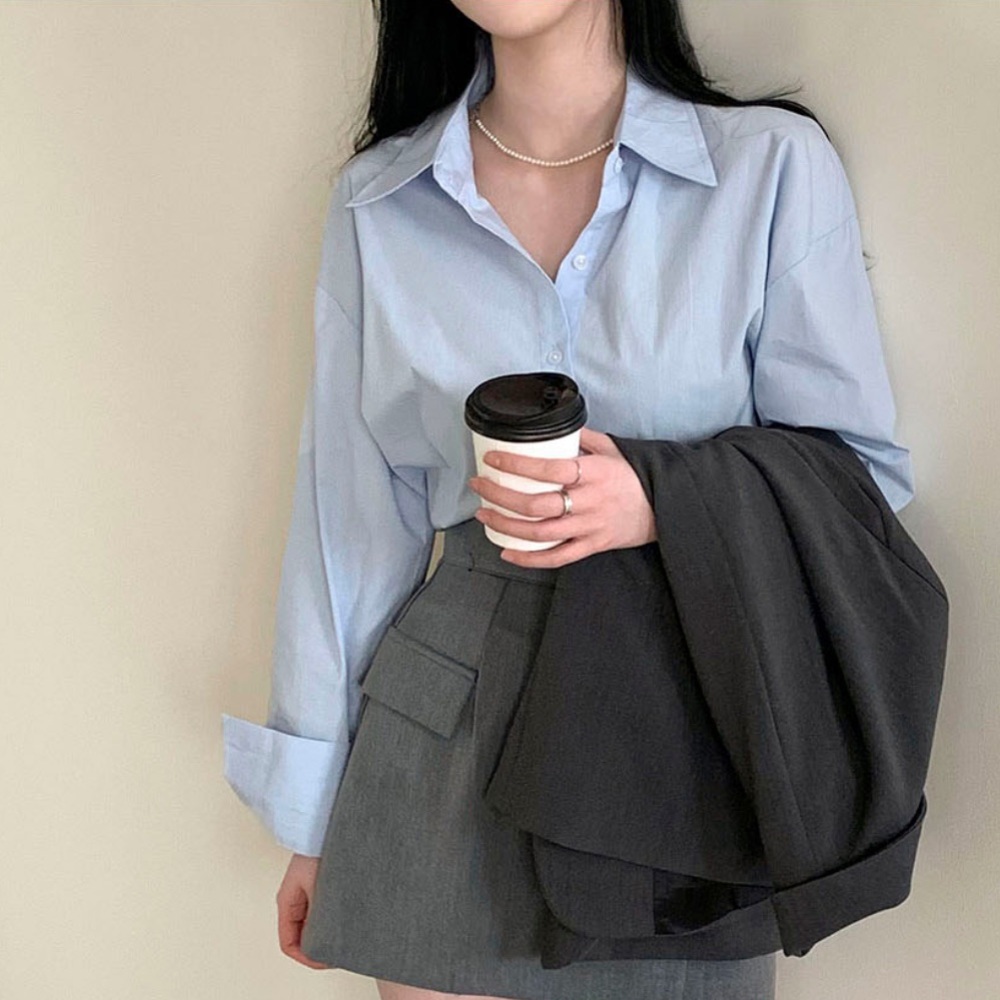 Light Blue Cropped Shirt